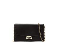 Leather Clutch Bag with Shoulder Strap Black