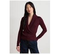 Lauren by Ralph Lauren Cable Cotton-Blend Shawl-Collar Jumper, Burgundy, Size Xl, Women Burgundy