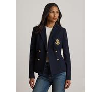 Lauren by Ralph Lauren Double-Breasted Stretch Pique Blazer, Blue, Size 10, Women Blue