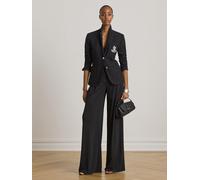 Lauren by Ralph Lauren Pleated Stretch Jersey Wide-Leg Trousers, Black, Size 10, Women Black