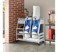 Lauren&Harold Golf Bag Organizer - Fits 2 Bags, Clubs & Accessories - Garage, Shed, Basement Storage, White