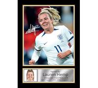 Lauren Hemp Poster Print - England Lionesses & Manchester City Winger - Framed or Unframed - Gift for Women’s Football Fans, A2 Poster + White Frame
