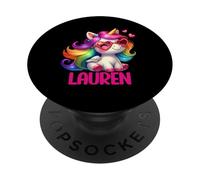 Lauren Personalized Name Colorful Unicorn Women Girls PopSockets Adhesive PopGrip