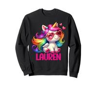 Lauren Personalized Name Colorful Unicorn Women Girls Sweatshirt