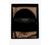 LAUREN RALPH LAUREN Belting-Motif Black & Camel Scarf & Beanie Gift Se