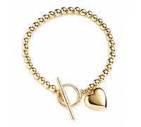 Lauren Ralph Lauren Gold Tone Beaded Puffy Heart Bracelet