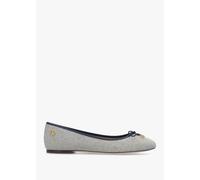 LAUREN RALPH LAUREN Jayna Cross Dyed White & Navy Canvas Ballet Pumps