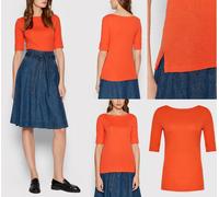 Lauren Ralph Lauren Judy U-Boot Shirt Cotton Top Blouse T-shirt Orange XS