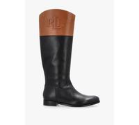 LAUREN RALPH LAUREN Justine II Black Deep Saddle Tan Leather Riding Bo