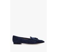 LAUREN RALPH LAUREN Londyn Kiltie Lauren Navy Suede Ballet Pumps Size: