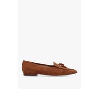 LAUREN RALPH LAUREN Londyn Kiltie Lauren Tan Suede Ballet Pumps Size: