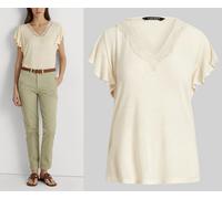 Lauren Ralph Lauren Siglay Linen V-neck Ruffle Shirt Top Blouse T-shirt Hemd L