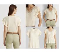 Lauren Ralph Lauren Siglay Linen V-Neck Ruffle Shirt Top Blouse T-Shirt Hemd XL