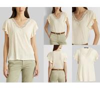 Lauren Ralph Lauren Siglay Linen V-Neck Ruffle Shirt Top Blouse T-Shirt Shirt S