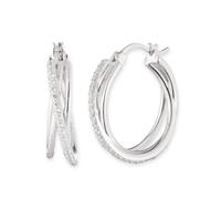 Lauren Ralph Lauren Sterling Silver Pavé Criss Cross Hoop Earrings