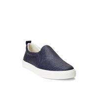 Lauren Ralph Lauren Women's Haddley Leather-Trim Straw Sneaker Ballet Flat, Refined Navy/Refined Navy, 6 UK