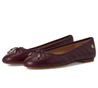 Lauren Ralph Lauren Women's Jayna Stitched Leather Flat Ballet, Pinot Noir/Pinot Noir, 6.5 UK