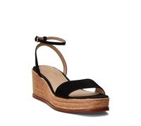 LAUREN Ralph Lauren Women's Leona Suede Espadrille Wedge Sandal, Black, 9 UK