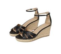 Lauren Ralph Lauren Womens Nellie Wedge Espadrille, Black, 7.5