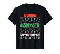 Lauren Santa's Little Helper Funny Lauren Christmas Name Value Graphic T-Shirt