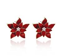 Lauren-Spencer Christmas Earrings for Women Holiday Earrings Studs or Clips Cute Poinsettia Flower Christmas Ball Snowflake Snowman Stud Earrings for Women Christmas Jewelry Gift, Cubic Zirconia