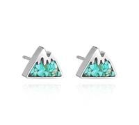 Lauren-Spencer Mountain Stud Earrings for Women Small Tumbled Gemstone Chips Filled Mountain Range Earrings Stainless Steel Snow Mountain Earrings Studs for Women Jewelry Gift, Mid, Stainless Steel,
