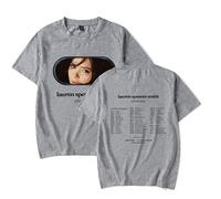 Lauren Spencer Smith Mirror Tour T-Shirt Women Men Casual Crewneck Short Sleeve Fashion Retro Singer Tee (S,Grey)