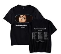 Lauren Spencer Smith Mirror Tour T-Shirt Women Men Casual Crewneck Short Sleeve Fashion Retro Singer Tee (M,Black)