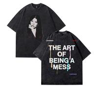 Lauren Spencer Smith The Art of Being A Mess Photo Tee Short Sleeve Cotton Washed T-Shirts Men Women Streetwear (Black,4XL)