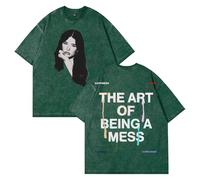 Lauren Spencer Smith The Art of Being A Mess Photo Tee Short Sleeve Cotton Washed T-Shirts Men Women Streetwear (Green,4XL)