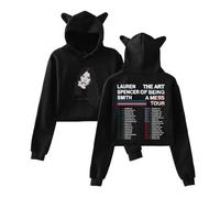 Lauren Spencer Smith The Art Of Being A Mess Tour Dates Pullover Female Cat Ears Hoodie Long Sleeve Tops (Black,L)