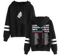 Lauren Spencer Smith The Art Of Being A Mess Tour Dates Pullovers Pocketless Parallel Bars Sleeve Streetwear (Black,L)