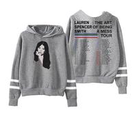 Lauren Spencer Smith The Art Of Being A Mess Tour Hoodie Men Women Pocketless Parallel Bars Sleeve Sweatshirts (Grey,3XL)