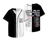 Lauren Spencer Smith The Art of Being A Mess World Tour Merch Baseball Jacket V-Neck Short Sleeve T-Shirts (Style 10,M)