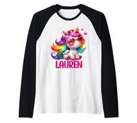 Lauren Unicorn Name Personalized Design Raglan Baseball Tee