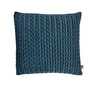 Laurence Llewelyn-Bowen Amory Cushion - Teal Velvet Plaited Design - 43 x 43cm Soft Touch Decorative Pillow with Filling - Crochet-Style Accent Cushion for Sofa, Bed & Home Decor