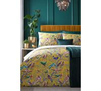 Birdity Absurdity Yellow Cotton Duvet Cover and Pillowcase Set Yellow