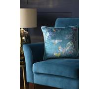 Laurence Llewelyn-Bowen 'Birdity Absurdity' Soft Touch Velvet Filled Cushion in Blue | Size: 43cm x 43cm