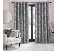 Laurence Llewelyn-Bowen - Black & Natural Floral Curtains W46 x L54" (117 x 137cm) - Blackout Curtains - Thermal Insulated - Mandala Bohemian Curtains - Curtains and Drapes for Living Room & Bedroom