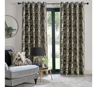 Laurence Llewelyn-Bowen - Black Tropical Palm Tree Curtains W66 x L90 (168 x 229cm) - Jacquard Curtains with Floral Leaf/Fern - Luxury Drapes for Living Room & Bedroom - Paradise Palm Collection