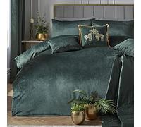 Laurence Llewelyn-Bowen - Bottle Green Velvet Duvet Cover Set - Double Bedding Size (200 x 200cm) - 2 Pillowcases - Soft Touch - Designer - Green Luxury Bedding Set - Velvet Bedding in Dark Green