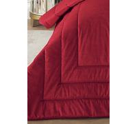 Laurence Llewelyn-Bowen Velvet Bedspread - Claret Red Quilted Throw - 220 x 150cm - Box Frame Stitch - Super Soft Reversible Blanket - Luxury Bedding for Bed or Sofa