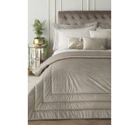 'Chic' Luxury Soft Velvet Frame Stitched Warm And Cosy Bedspread Laurence Llewelyn-Bowen Light Grey One Size