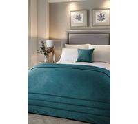 Laurence Llewelyn-Bowen 'Chic' Luxury Soft Velvet Frame Stitched Warm & Cosy Bedspread in Teal