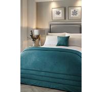 Laurence Llewelyn-Bowen 'Chic' Luxury Soft Velvet Frame Stitched Warm & Cosy Bedspread in Teal Laurence Llewelyn-Bowen Teal