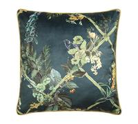 Laurence Llewelyn-Bowen Cushion Cover, Floral Velvet, Cotswold Fantasia Dawn Pattern, Home Decor, 1 Piece, 55 x 55 cm, Green, Recycled Polyester