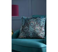 'Dandy Peacock' Jacquard Filled Cushion Laurence Llewelyn-Bowen Teal 55cm x 55cm