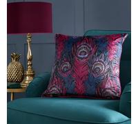 Laurence Llewelyn-Bowen 'Dandy Peacock' Jacquard Filled Cushion in Plum | Size: 55 cm x 55 cm Laurence Llewelyn-Bowen Plum 55 cm x 55 cm