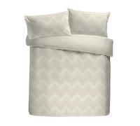Laurence Llewelyn-Bowen Duvet Cover Set, 96% Polyester 4% Metallic Polyester, Super-King 260x220cm, Ivory, Jacquard Chevron, Button Closure, 2 Pillowcases