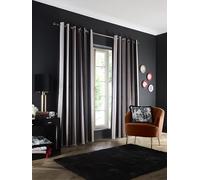 Laurence Llewelyn-Bowen Eyelet Curtains, Living Room, 229 x 229 cm, Black, 100% Recycled Polyester, Blackout, Thermal Insulated, Velvet, Striped
